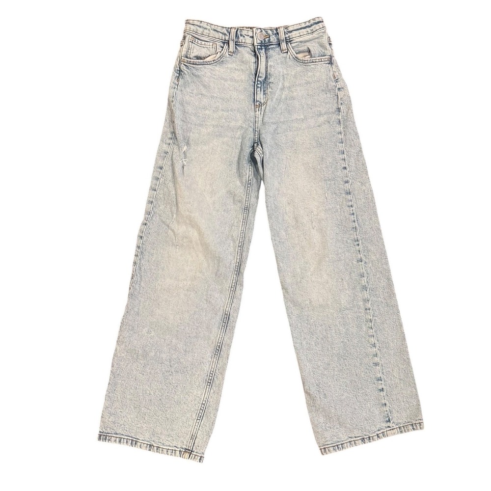H&M Wide Leg Jeans Kids Size 12 Light Wash Denim